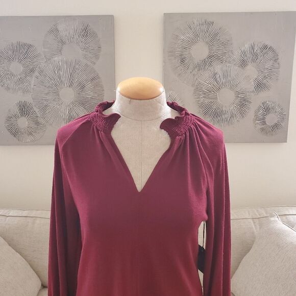 Vince Camuto Split Neck Balloon Sleeve Knit Top Sz Sm - Picture 3 of 10